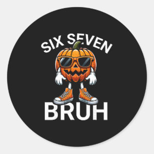 67 Halloween Funny Six Seven Meme Brainrot Pumpkin Classic Round Sticker