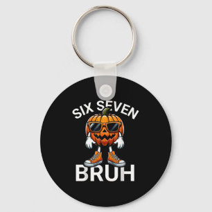 67 Halloween Funny Six Seven Meme Brainrot Pumpkin Keychain
