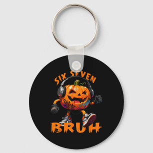 67 Halloween Funny Six Seven Meme Brainrot Pumpkin Keychain
