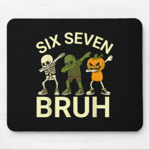 67 Halloween Funny Six Seven Meme Brainrot Pumpkin Mouse Pad