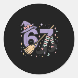 67 Halloween Girls Witch Six Seven 6 7 Brainrot Me Classic Round Sticker