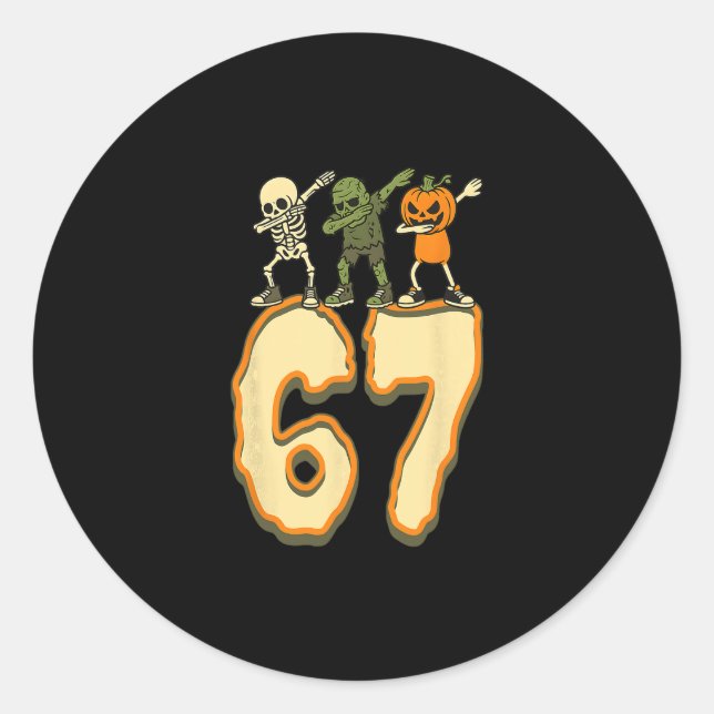 67 Halloween Meme 6 7 Numbers Six Seven Funny Kids Classic Round Sticker (Front)
