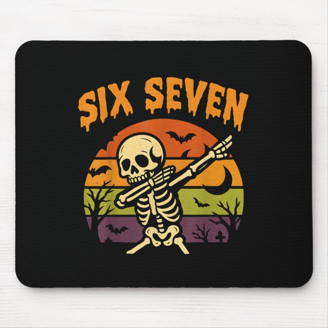 67 Halloween Meme 6 7 Skeleton Six Seven Numbers F Mouse Pad (Front)