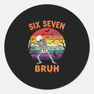 67 Halloween Meme Six Seve Skeleton Numbers Funny Classic Round Sticker