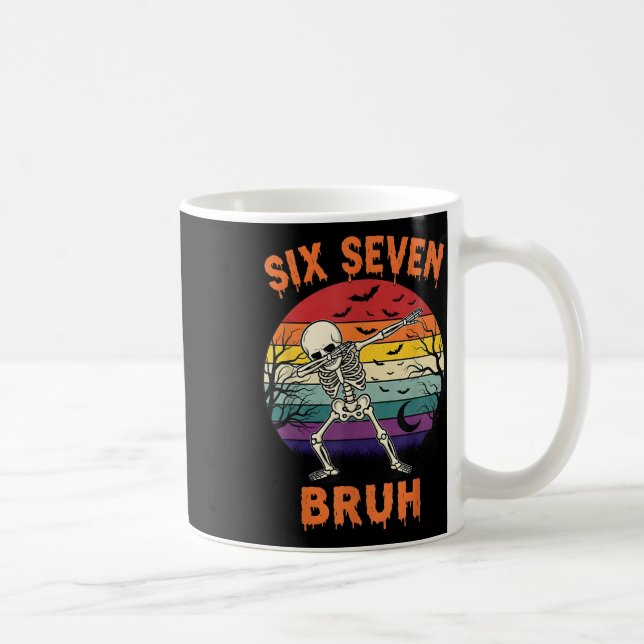 67 Halloween Meme Six Seve Skeleton Numbers Funny  Coffee Mug (Right)