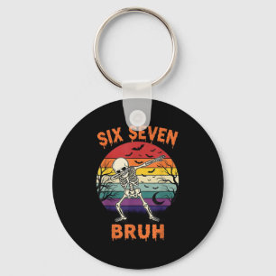67 Halloween Meme Six Seve Skeleton Numbers Funny  Keychain