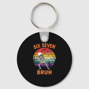 67 Halloween Meme Six Seve Skeleton Numbers Funny Keychain