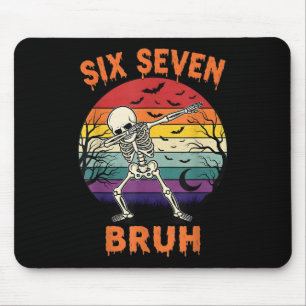 67 Halloween Meme Six Seve Skeleton Numbers Funny Mouse Pad