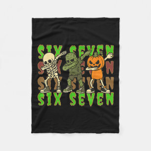 67 Halloween Meme Six Seven Dabbing Skeleton Zombi Fleece Blanket
