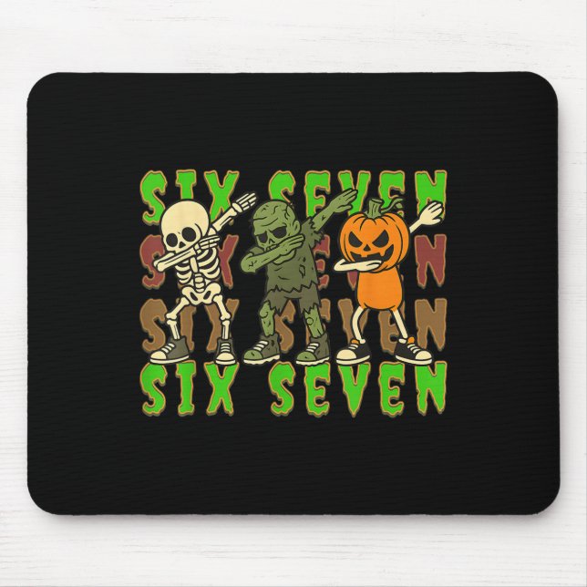 67 Halloween Meme Six Seven Dabbing Skeleton Zombi Mouse Pad (Front)