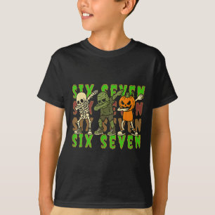 67 Halloween Meme Six Seven Dabbing Skeleton Zombi T-Shirt