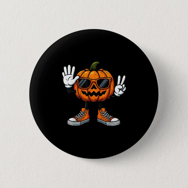 67 Halloween Pumpkin Funny Brainrot Meme Kids Six  2 Inch Round Button (Front)