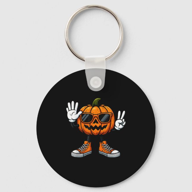 67 Halloween Pumpkin Funny Brainrot Meme Kids Six  Keychain (Front)