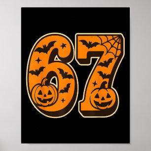 67 Halloween Six Seven Brainrot Meme Boys Kids Fun Poster