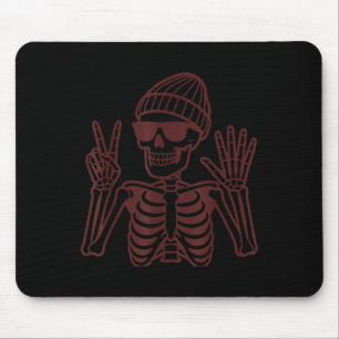 67 Halloween Skeleton Peace Sign Funny Meme Six Se Mouse Pad