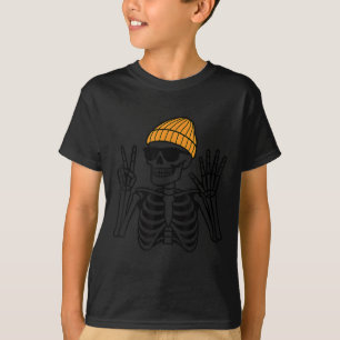 67 Halloween Skeleton Peace Sign Funny Meme Six Se T-Shirt