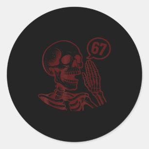 67 Halloween Skeleton Six Seven Meme Brainrot Funn Classic Round Sticker