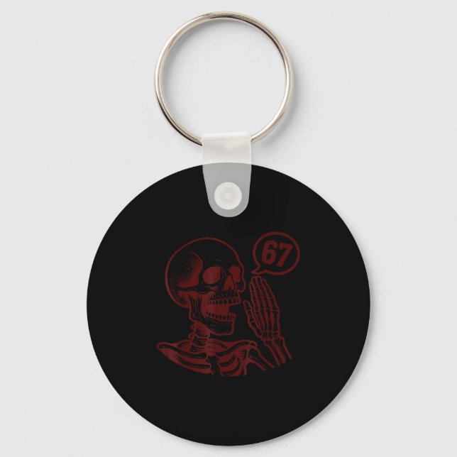 67 Halloween Skeleton Six Seven Meme Brainrot Funn Keychain (Front)