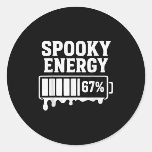 67 Halloween Spooky Energy Brainrot Meme Six Seven Classic Round Sticker