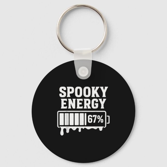 67 Halloween Spooky Energy Brainrot Meme Six Seven Keychain (Front)