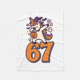 67 Halloween Unicorn Brainrot Meme Six Seven Girl' Fleece Blanket