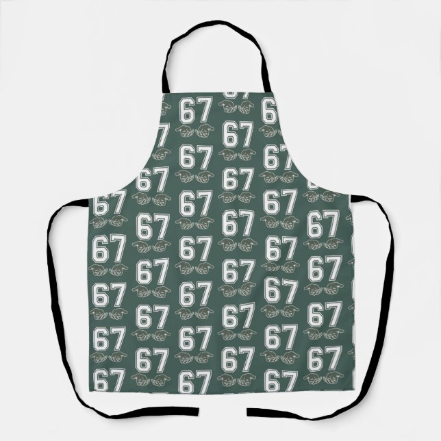 67 Hand Funny Six Seven Meme Generation Alpha  Apron (Front)
