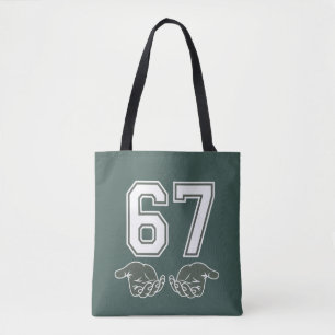 67 Hand Funny Six Seven Meme Generation Alpha  Tote Bag