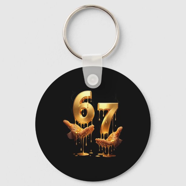 67 Hands Six Seven 6 7 Gold Drip Teens Boys Kids D Keychain (Front)