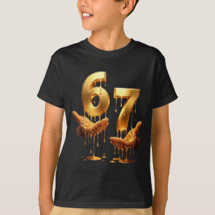 67 Hands Six Seven 6 7 Gold Drip Teens Boys Kids D T-Shirt