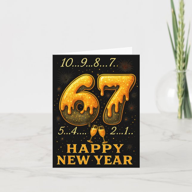 67 Happy New Year Six Seven Funny Countdown 2026 B Card (Front)