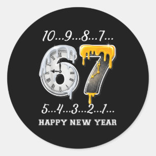67 Happy New Year Six Seven Funny Countdown 2026 B Classic Round Sticker