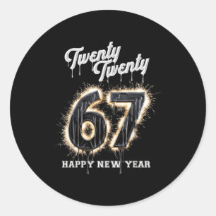 67 Happy New Year's Eve Six Seven Funny 2026 Brain Classic Round Sticker