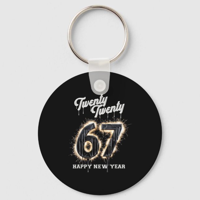67 Happy New Year's Eve Six Seven Funny 2026 Brain Keychain (Front)