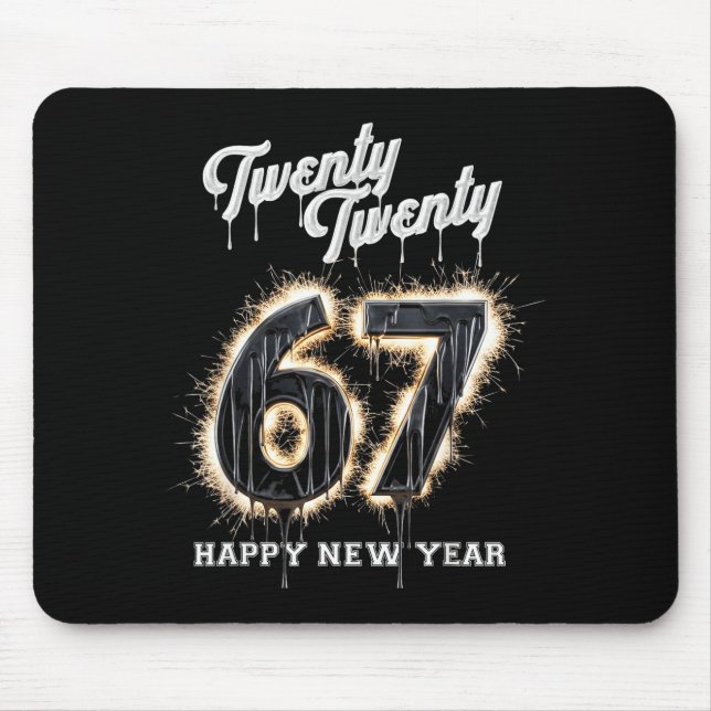 67 Happy New Year's Eve Six Seven Funny 2026 Brain Mouse Pad (Front)