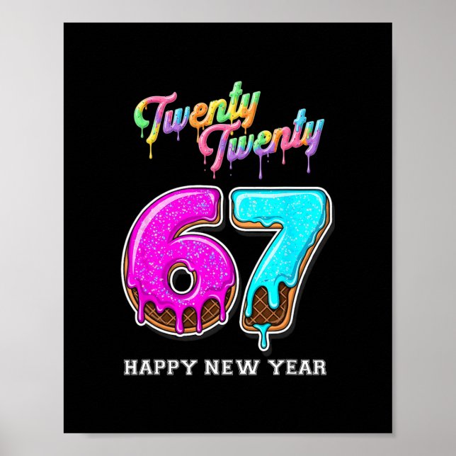 67 Happy New Year's Eve Six Seven Funny 2026 Brain Poster (Front)