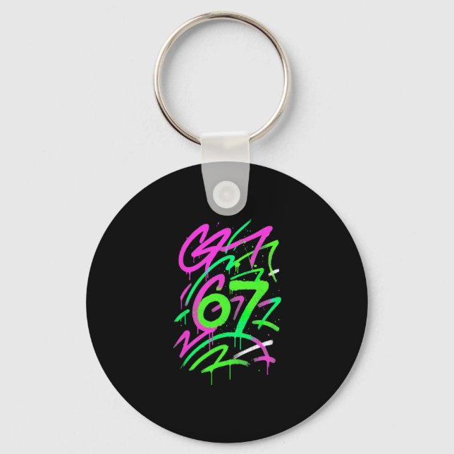 67 Hidden Meme Trending Gen Z Alpha Six Seven 6 7  Keychain (Front)