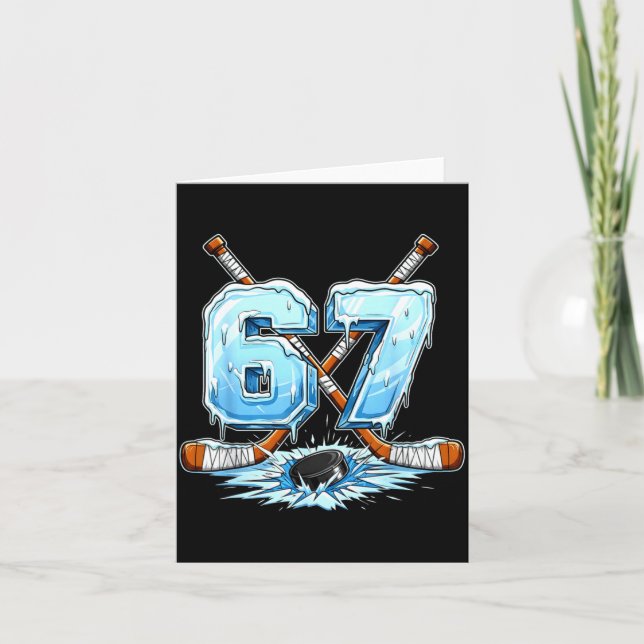 67 Hockey Drip Number Funny Meme Style Boys Graphi Card (Front)