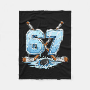 67 Hockey Drip Number Funny Meme Style Boys Graphi Fleece Blanket