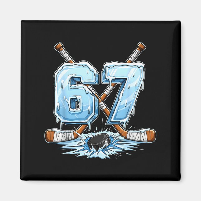 67 Hockey Drip Number Funny Meme Style Boys Graphi Magnet (Front)