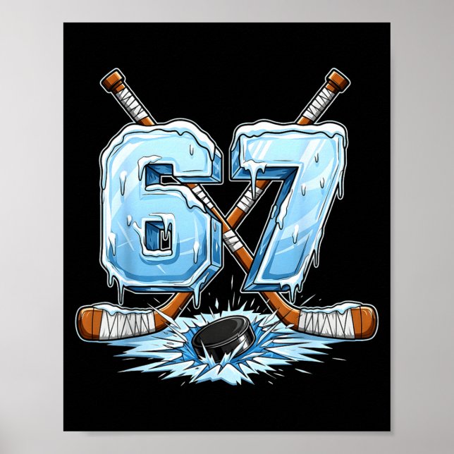 67 Hockey Drip Number Funny Meme Style Boys Graphi Poster (Front)