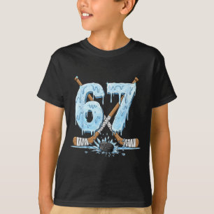 67 Hockey Drip Number Funny Meme Style Boys T-Shirt