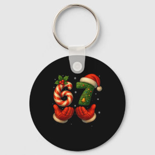67 Hockey Hands Funny Christmas Meme Santa  Keychain