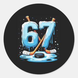 67 Hockey Ice Cream Drip Gen Alpha Slang Boys Men  Classic Round Sticker