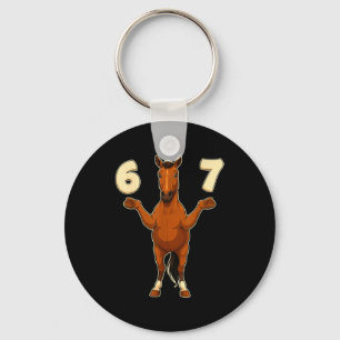 67 Horse Funny Gen Alpha Slang Kids Teens Number T Keychain