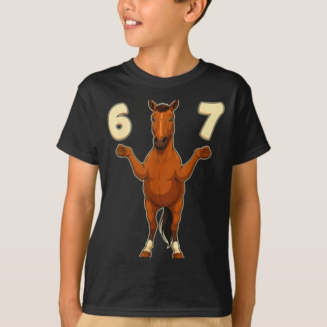 67 Horse Funny Gen Alpha Slang Kids Teens Number T T-Shirt (Front)