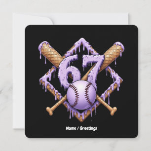 67 Ice Cream Drip Baseball Meme Funny Retro Sport Invitation