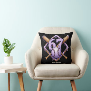 67 Ice Cream Drip Baseball Meme Funny Retro Sport  Throw Pillow