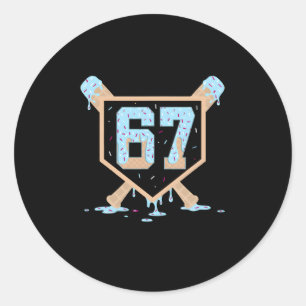 67 Ice Cream Drip Bysebyll Meme Funny Six Seven Ge Classic Round Sticker