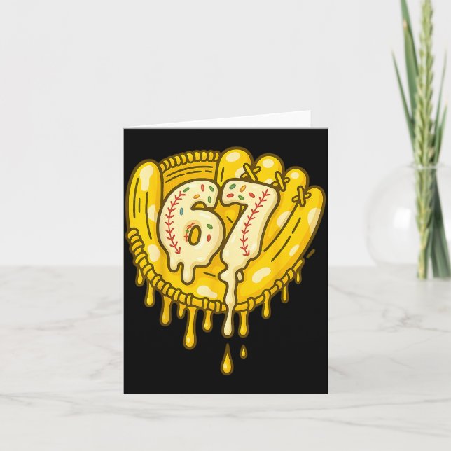 67 Ice Cream Drip Funny Six Seven Baseball  Card (Front)