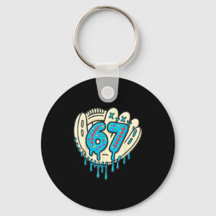 67 Ice Cream Drip Funny Six Seven Baseball  Keychain